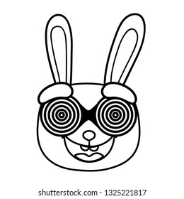 rabbitt crazy with glasses spiral fools day character