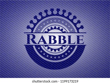 Rabble badge with denim background