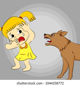 Rabid dog attacking a girl