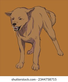 rabid dog growling illustration - vector