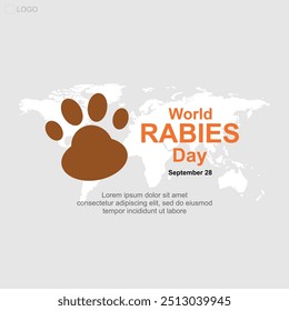 Rabies Day, celebrated every September 28, raises awareness about rabies prevention and control, Template for social media