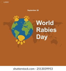 Rabies Day, celebrated every September 28, raises awareness about rabies prevention and control, Template for social media