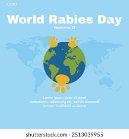 Rabies Day, celebrated every September 28, raises awareness about rabies prevention and control, Template for social media