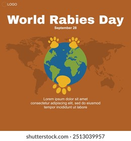 Rabies Day, celebrated every September 28, raises awareness about rabies prevention and control, Template for social media