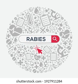 (Rabies) disease written in search bar, Vector illustration