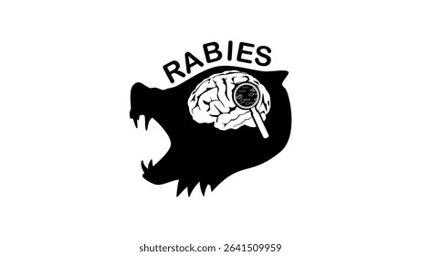 rabies virus symbol, black isolated silhouette