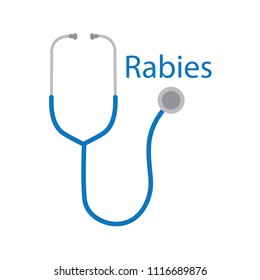 rabies word and stethoscope icon- vector illustration