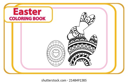 Rabiit Painting Easter Egg Coloring Page for Kids