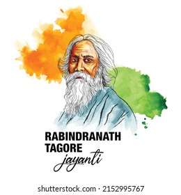 Rabindranath Tagore illustration for Rabindranath Tagore Jayanti celebration