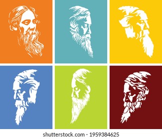 Rabindranath Tagore Jayanti celebration in Vector