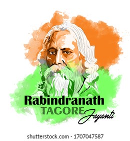 Rabindranath Tagore Jayanti Holiday Celebration Background Stock Vector ...