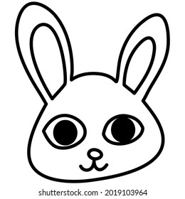 rabit head in vector comic catoon , on white background, animal catoon vecto, hand write and drawing, Coloring exercises for children concept, child meditation concept