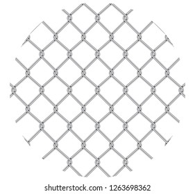 Rabitz. Progressive protective mesh of thick chrome wire that cannot be eroded. Modern round background.