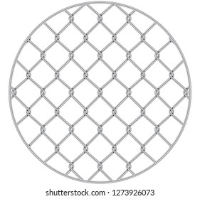 Rabitz. Progressive protective mesh of thick chrome wire that cannot be eroded. Modern round background.