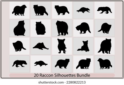 Raccon Silhouette Icon,Vector illustration of raccon icon animals,Rafting Raccon Cartoon Hobby and Sport Logo Design
