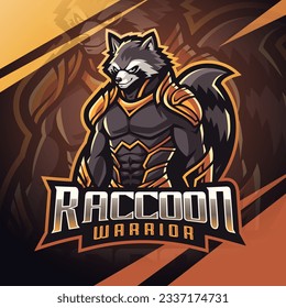 Raccon warrior esport mascot logo design