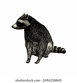 Raccon wildlife animal ilustration for logo template or mascot 