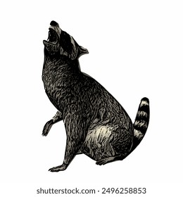 Raccon wildlife animal ilustration for logo template or mascot 