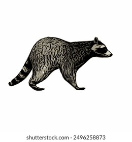 Raccon wildlife animal ilustration for logo template or mascot 