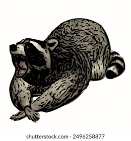 Raccon wildlife animal ilustration for logo template or mascot 