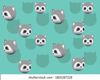 Raccoon 3D Ball Head Animation Cartoon Vector Illustration Seamless Background-01