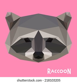 raccoon abstract portrait icon isolated polygonal card