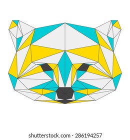 raccoon abstract portrait icon isolated polygonal card