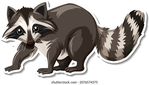 Raccoon animal cartoon sticker illustration