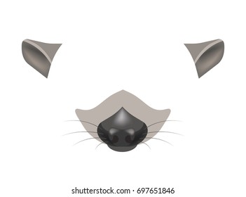 Raccoon Animal Face Filter Template Video Chat Photo Effect Vector Isolated Icon