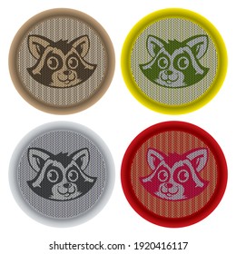 Raccoon Animal Face Vector Illustration. Head Of Raccoon On The Knitted Background. Raccoon Head