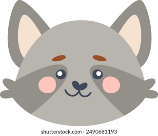 Raccoon Animal Head Vector Illustration