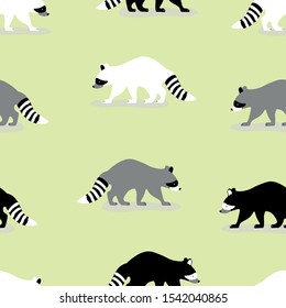 Raccoon animals seamless pattern . Concept for print, web design, cards , textile 