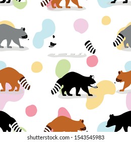 Raccoon animals vector seamless pattern . Concept for print, web design, cards, textile, web design 