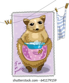 Raccoon in apron
