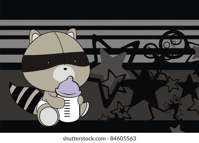 raccoon baby cartoon background in vector format