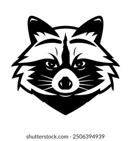 Raccoon Bandit logo or modern line icon. Vector line art and icon design with bold outline. Black and white Pixel Perfect minimalistic symbol isolate white background. Creative logotype