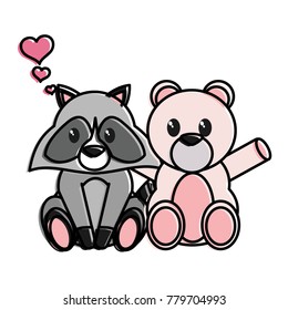 Raccoon and bear cartoon design