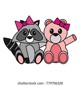 Raccoon and bear cartoon design
