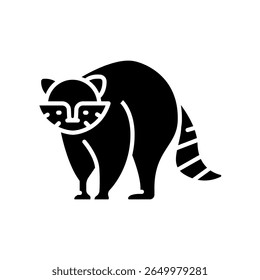 ícone plano em preto-guaxinim para projetos digitais e de impressão. Animais norte-americanos. Ícones mínimos de limpeza para aplicativos e sites. Ícones simples modernos para UI UX e branding