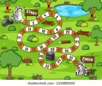A raccoon boardgames template illustration