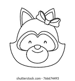 Raccoon with bow cartoon