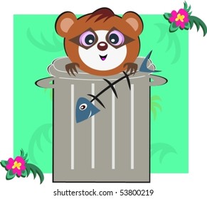 Raccoon in a Can Vector
