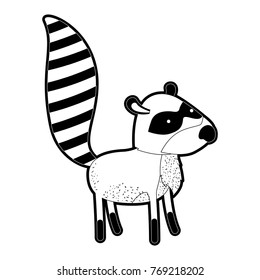 raccoon cartoon in black silhouette with thick contour