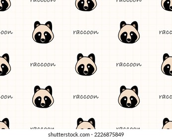 Raccoon cartoon character seamless pattern on cream background