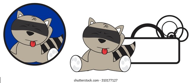raccoon cartoon copyspace in vector format, very easy to edit 