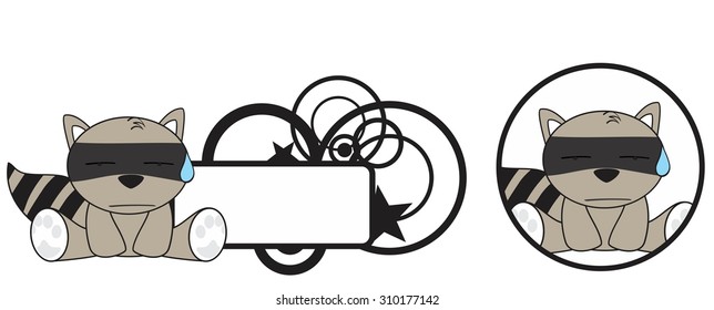 raccoon cartoon copyspace in vector format, very easy to edit 