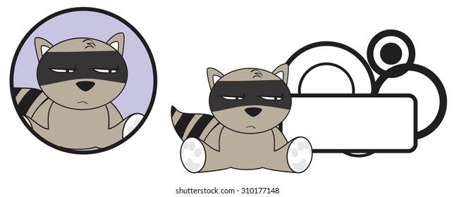 raccoon cartoon copyspace in vector format, very easy to edit 
