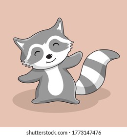 Raccoon Cartoon Cute Animals Illustration Isolated