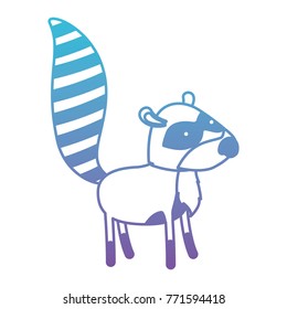 raccoon cartoon in degraded blue to purple color contour