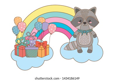 Raccoon cartoon design vector illustrator